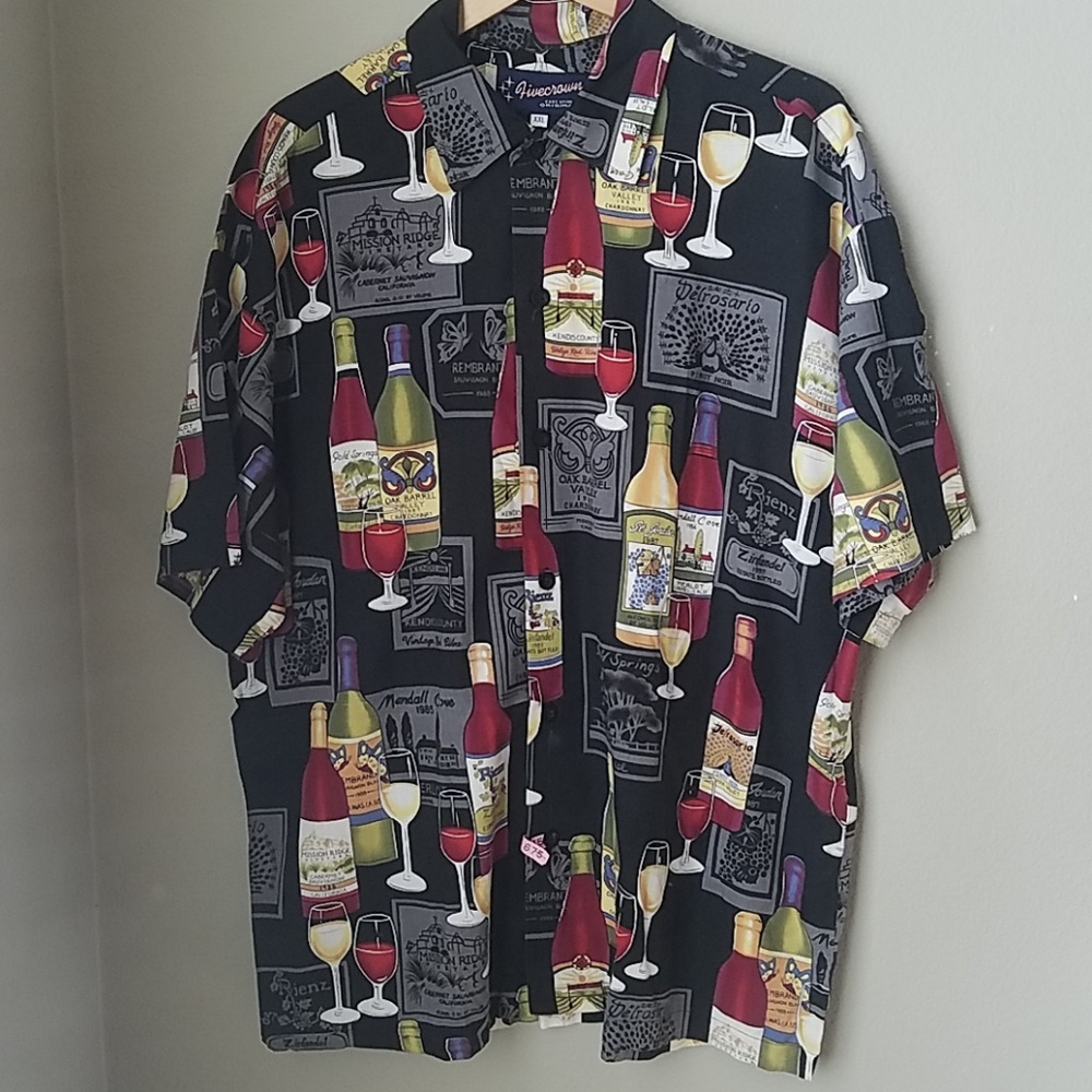 Men's Fivecrown Wine Print Shirt XXL